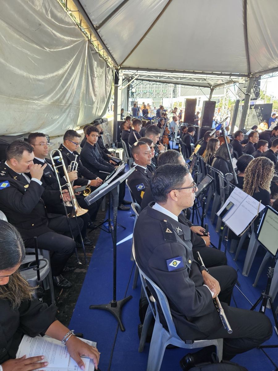 Músicos de sopro durante a Missa de Beatificação